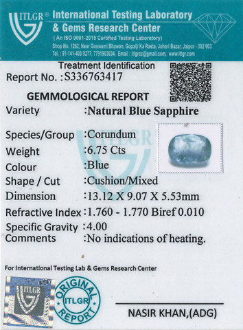 Blue Sapphire - 6.75 Carat