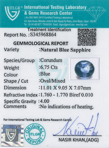 Blue Sapphire - 6.75 Carat