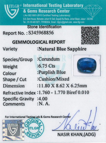 Blue Sapphire - 6.75 Carat