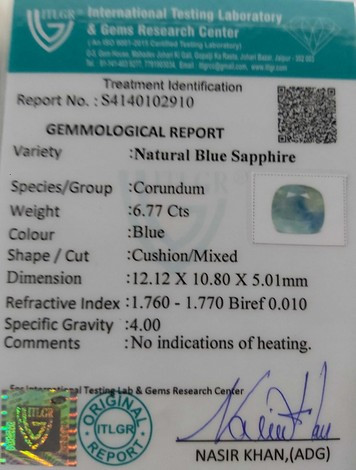 Blue Sapphire - 6.77 Carat