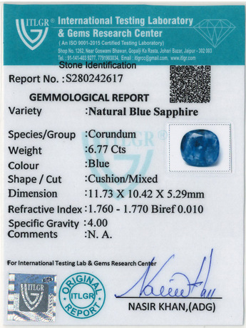 Blue Sapphire - 6.77 Carat
