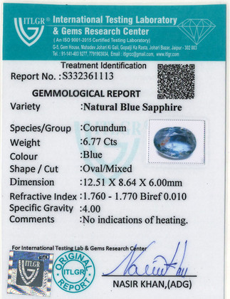 Blue Sapphire - 6.77 Carat