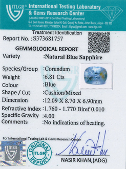 Blue Sapphire - 6.81 Carat