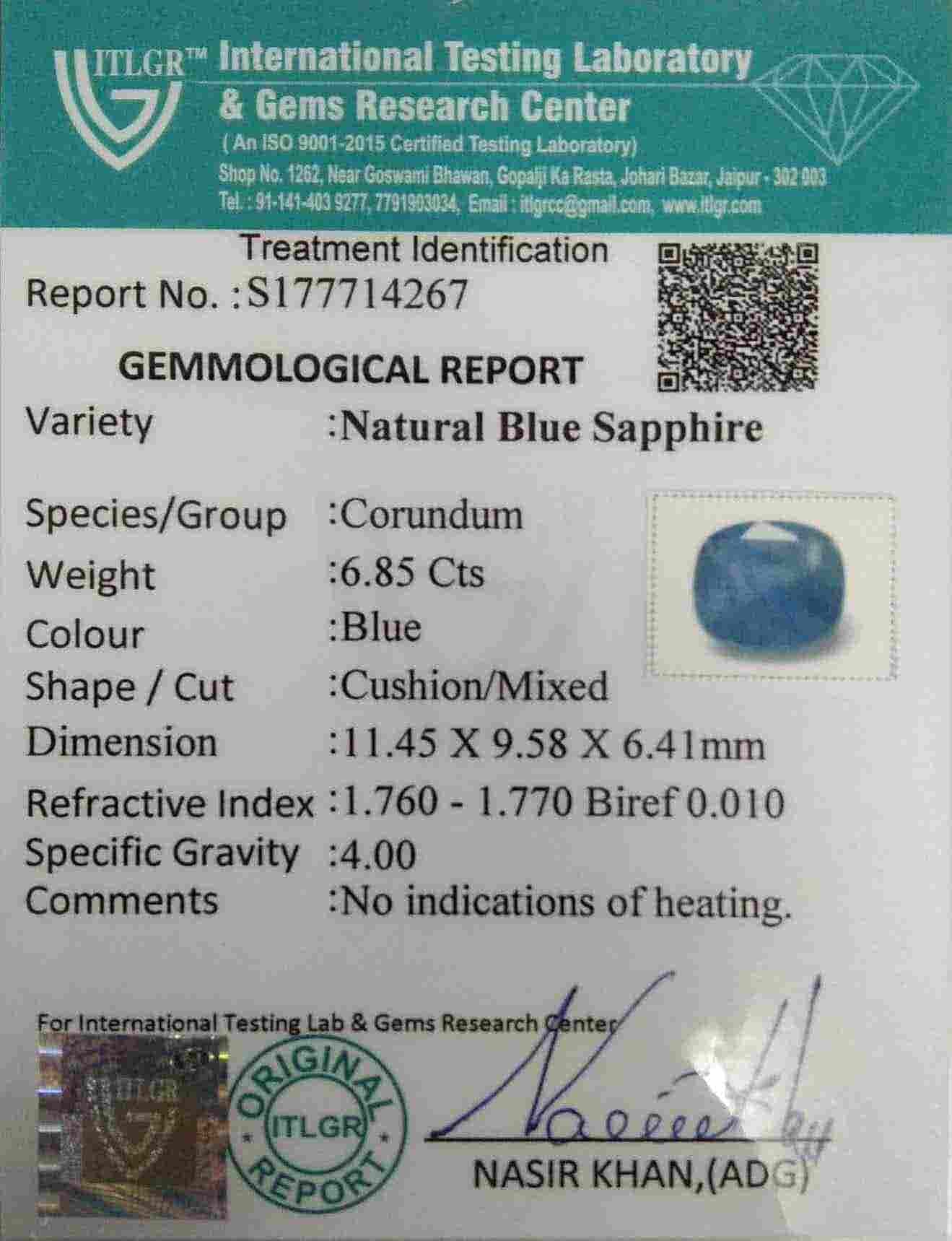 Blue Sapphire - 6.85 Carat