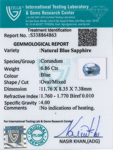 Blue Sapphire - 6.86 Carat