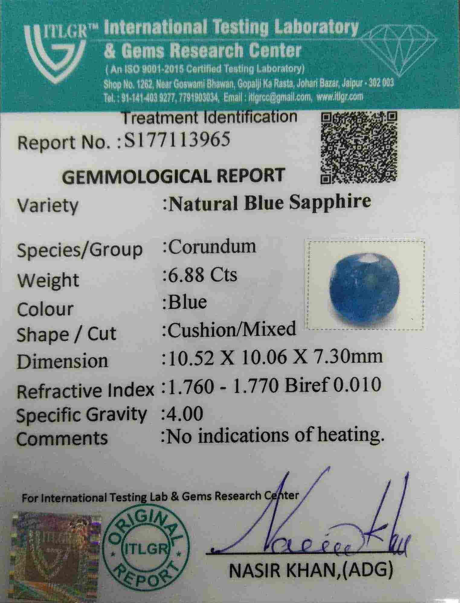 Blue Sapphire - 6.88 Carat