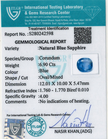 Blue Sapphire - 6.9 Carat