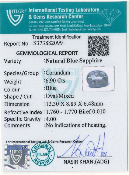 Blue Sapphire - 6.9 Carat