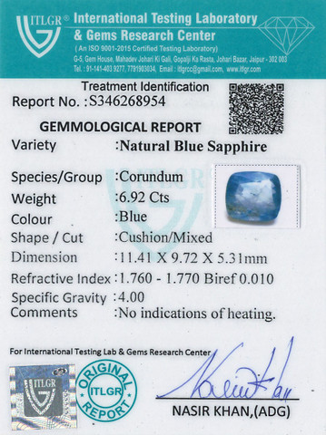 Blue Sapphire - 6.92 Carat