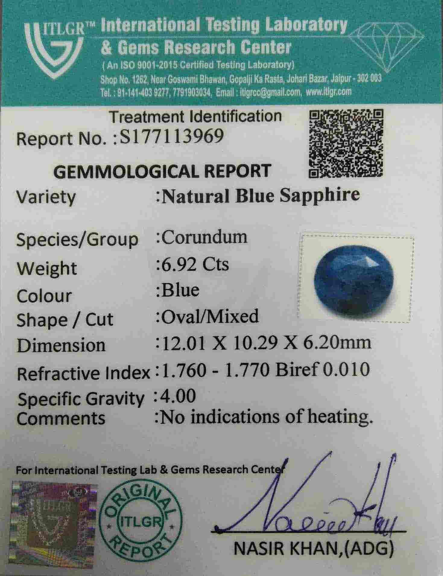Blue Sapphire - 6.92 Carat