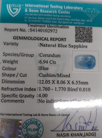 Blue Sapphire - 6.94 Carat
