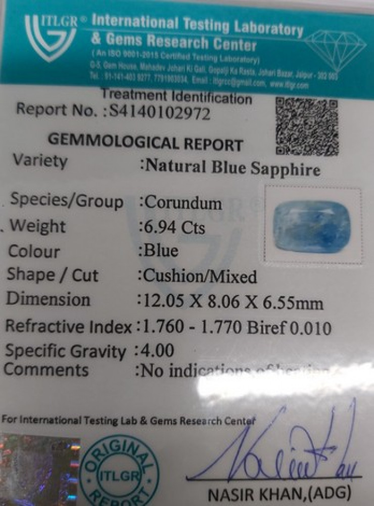 Blue Sapphire - 6.94 Carat