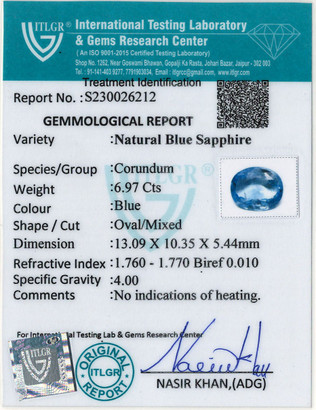 Blue Sapphire - 6.97 Carat