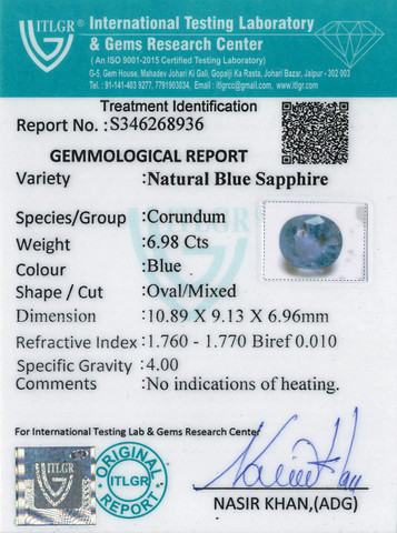 Blue Sapphire - 6.98 Carat