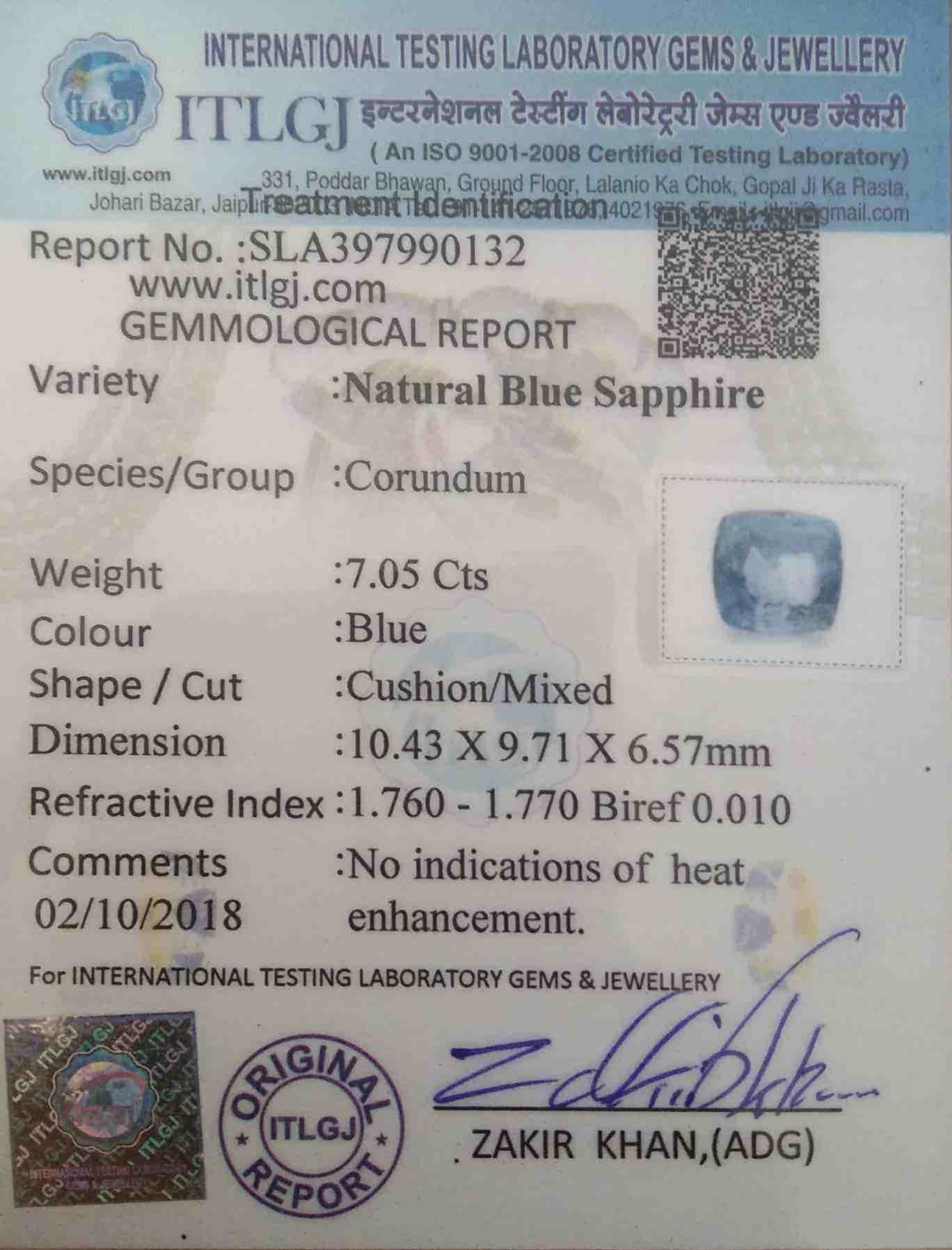 Blue Sapphire - 7.05 Carat