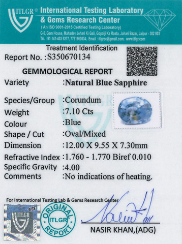Blue Sapphire - 7.1 Carat