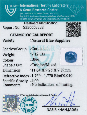 Blue Sapphire - 7.12 Carat