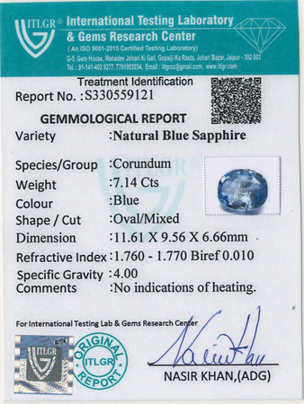 Blue Sapphire - 7.14 Carat