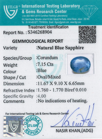 Blue Sapphire - 7.15 Carat