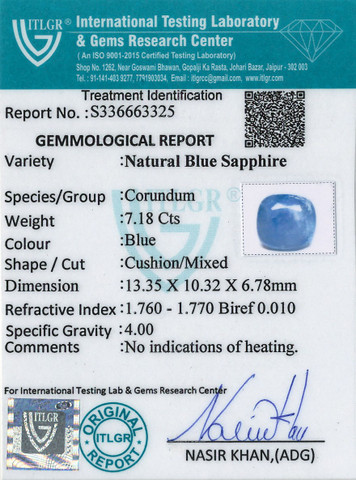 Blue Sapphire - 7.18 Carat