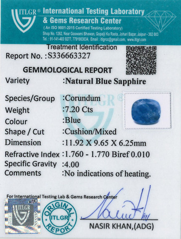 Blue Sapphire - 7.2 Carat