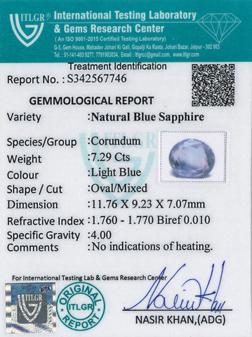 Blue Sapphire - 7.29 Carat