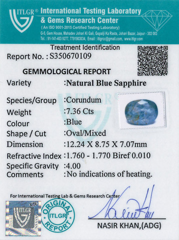 Blue Sapphire - 7.36 Carat