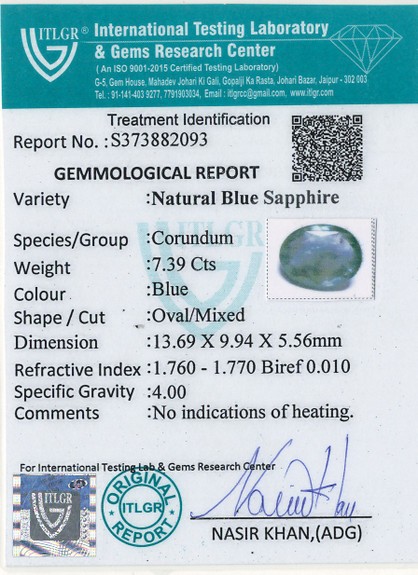 Blue Sapphire - 7.39 Carat