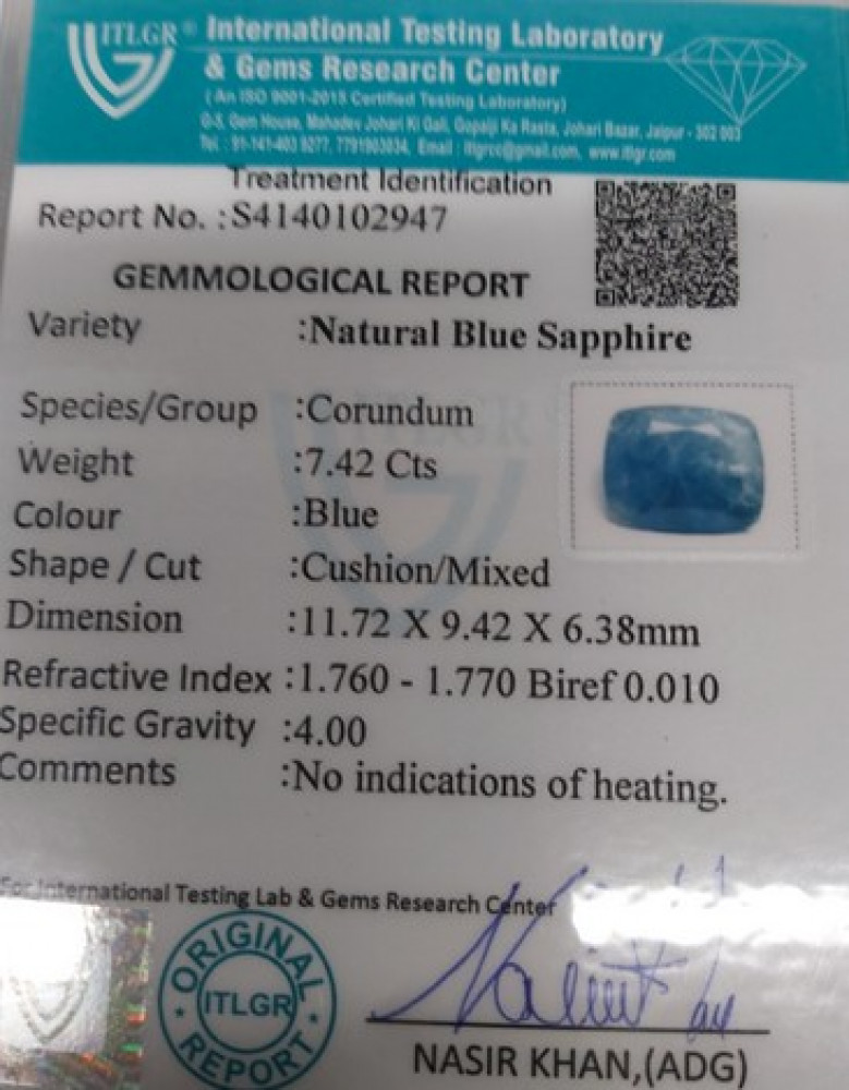 Blue Sapphire - 7.42 Carat