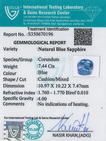 Blue Sapphire - 7.44 Carat