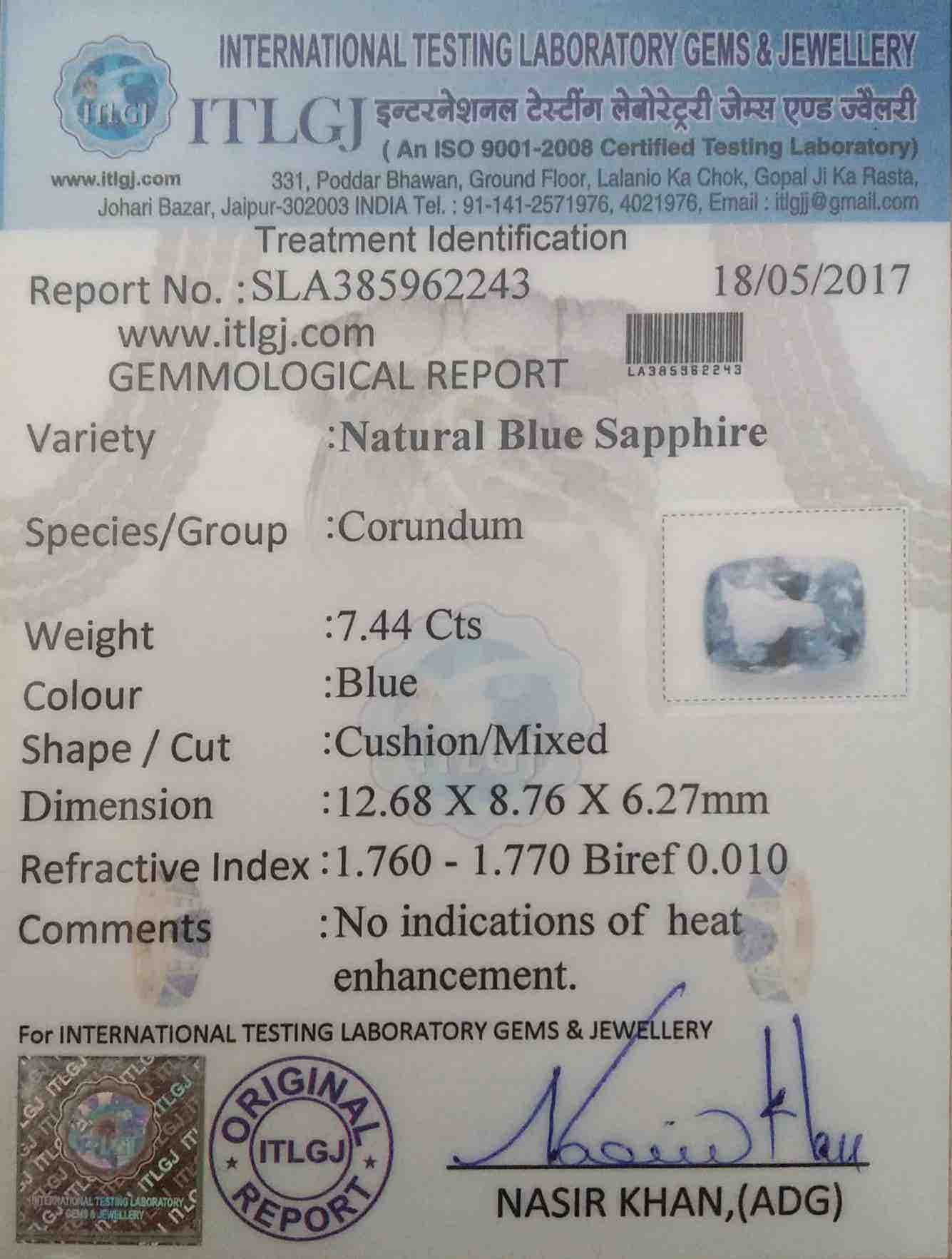 Blue Sapphire - 7.44 Carat