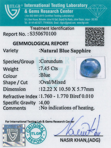 Blue Sapphire - 7.45 Carat