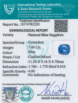 Blue Sapphire - 7.46 Carat
