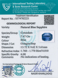 Blue Sapphire - 7.47 Carat