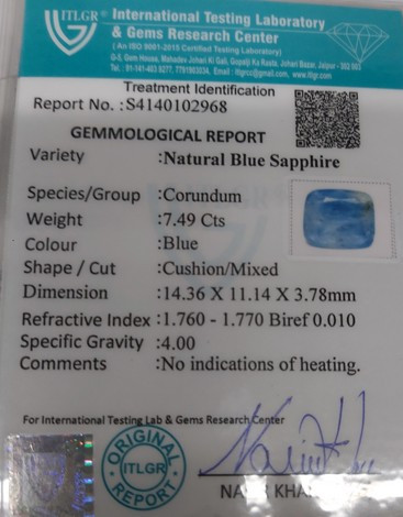 Blue Sapphire - 7.49 Carat