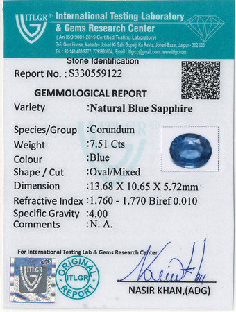 Blue Sapphire - 7.51 Carat
