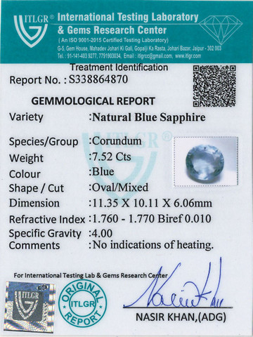 Blue Sapphire - 7.52 Carat