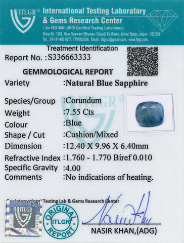 Blue Sapphire - 7.55 Carat