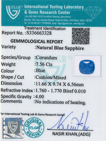 Blue Sapphire - 7.56 Carat