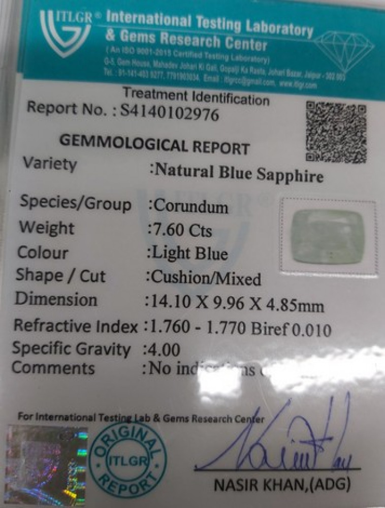 Blue Sapphire - 7.6 Carat