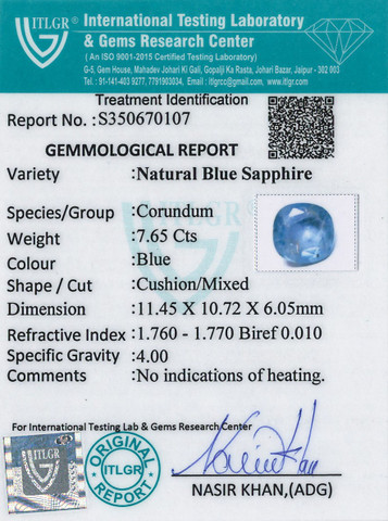 Blue Sapphire - 7.65 Carat