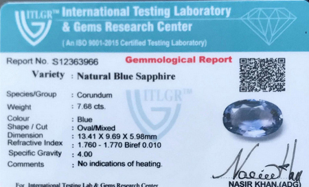 Blue Sapphire - 7.68 Carat