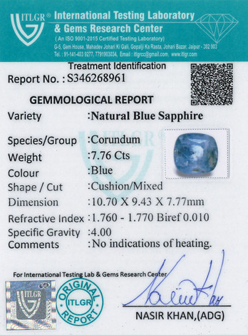 Blue Sapphire - 7.76 Carat