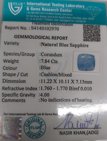 Blue Sapphire - 7.84 Carat
