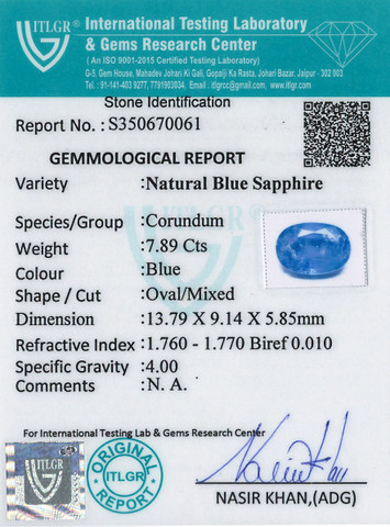 Blue Sapphire - 7.89 Carat