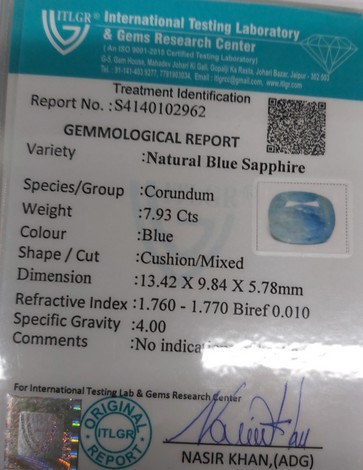 Blue Sapphire - 7.93 Carat