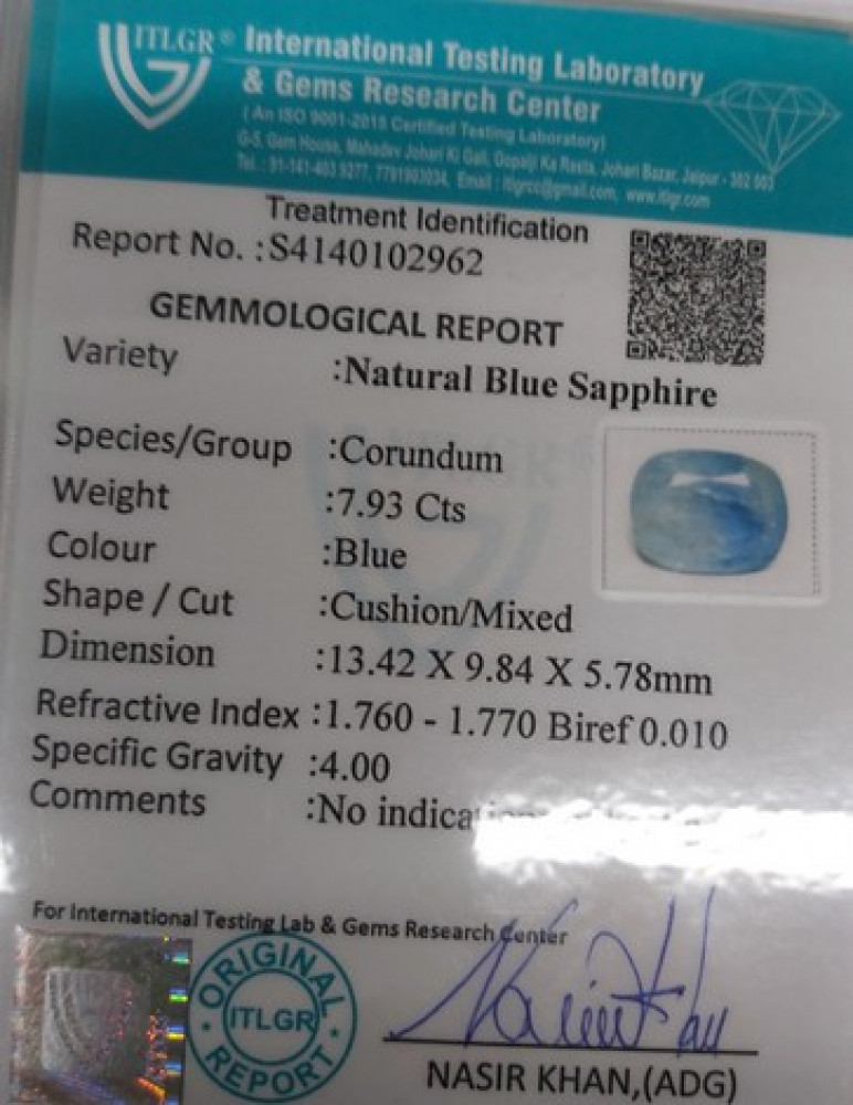 Blue Sapphire - 7.93 Carat