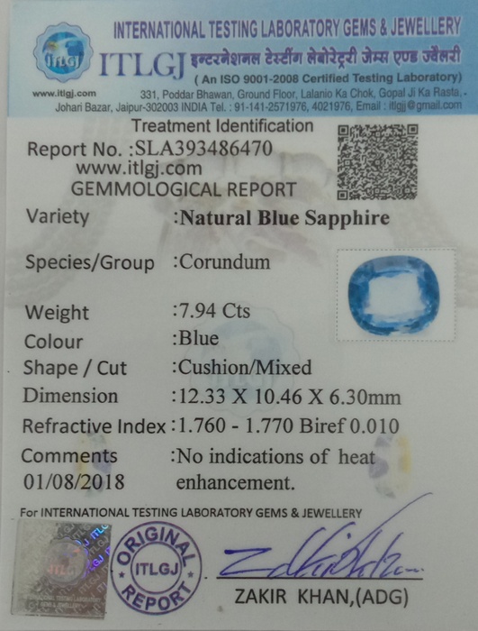 Blue Sapphire - 7.94 Carat