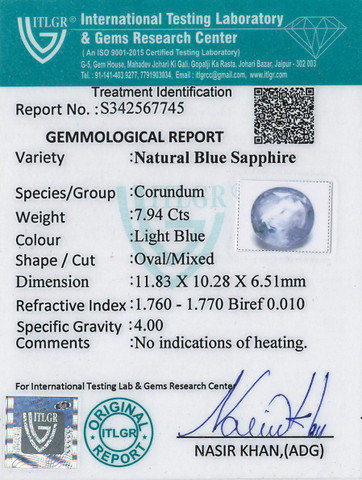 Blue Sapphire - 7.94 Carat