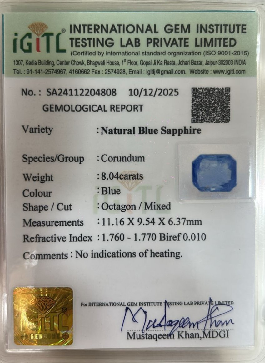 Blue Sapphire - 8.04 Carat